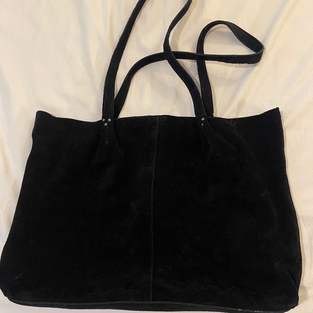 Haute Hippie Black Suede Slouchy Tote Bag